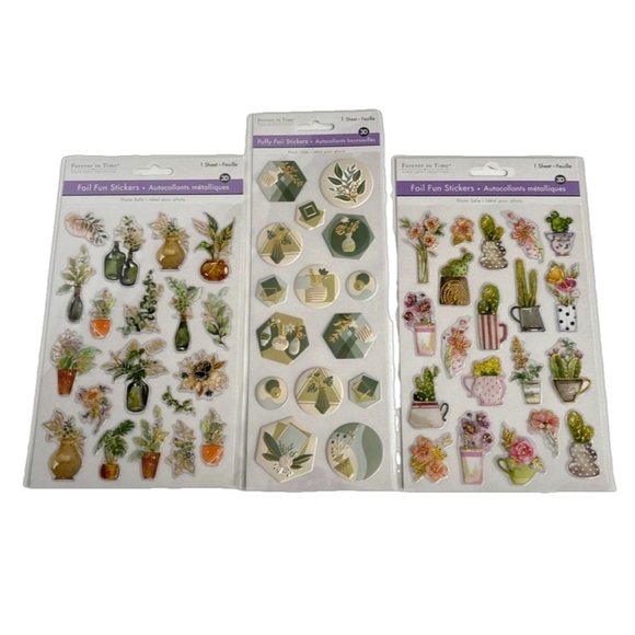 🌻4/$20 Foil Fun Plant Floral Stickers Three New For Junk Journals Art & Crafts - Picture 4 of 14